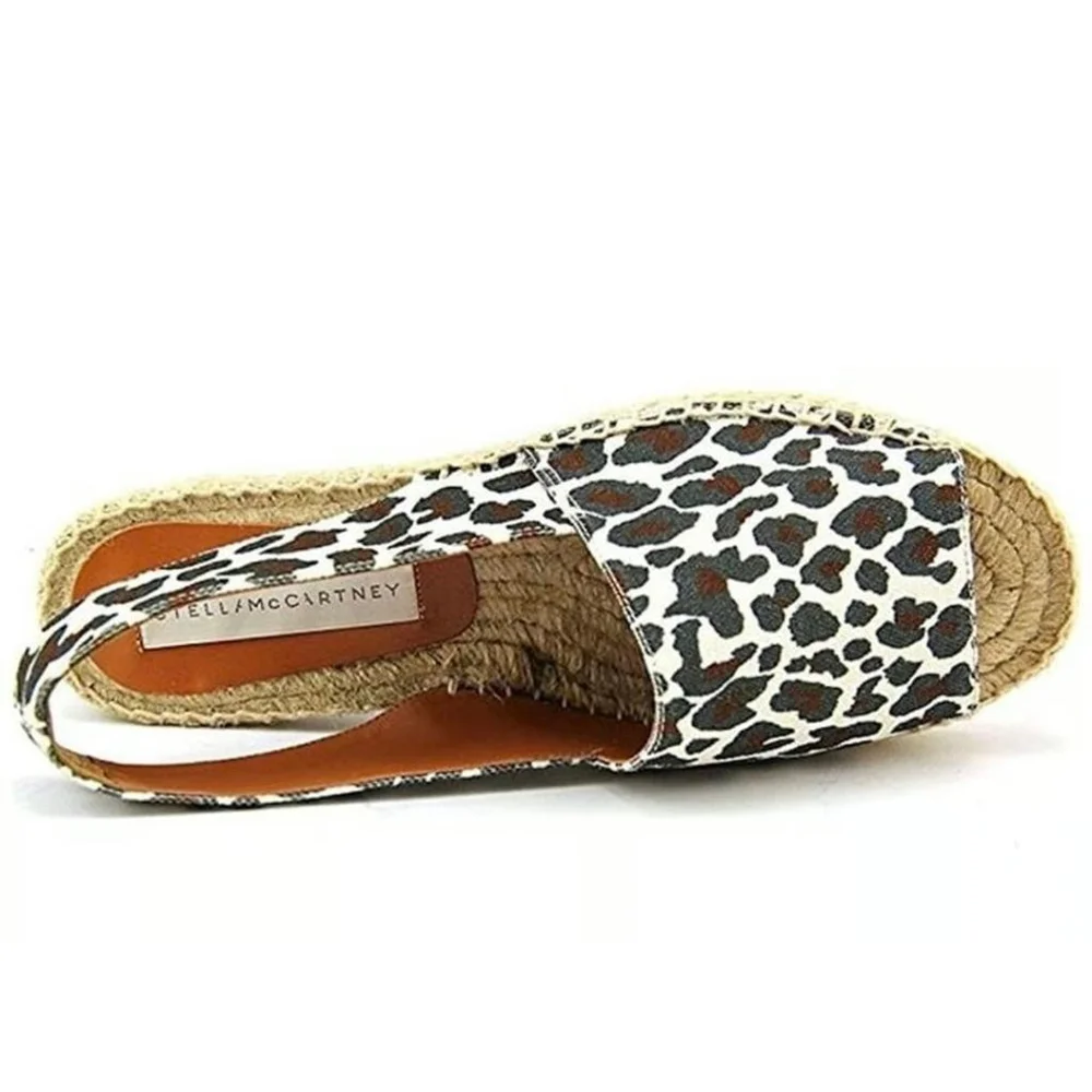 Stella McCartney Beige Brown Leopard Print Espadrilles IT 36 US 6
